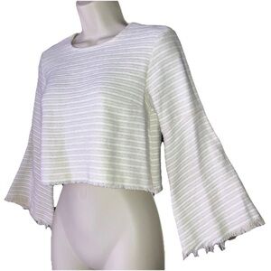 THE FIFTH LABEL Women's Fifteen Summers Top Cropped Bell Sleeve Cream Natural XS